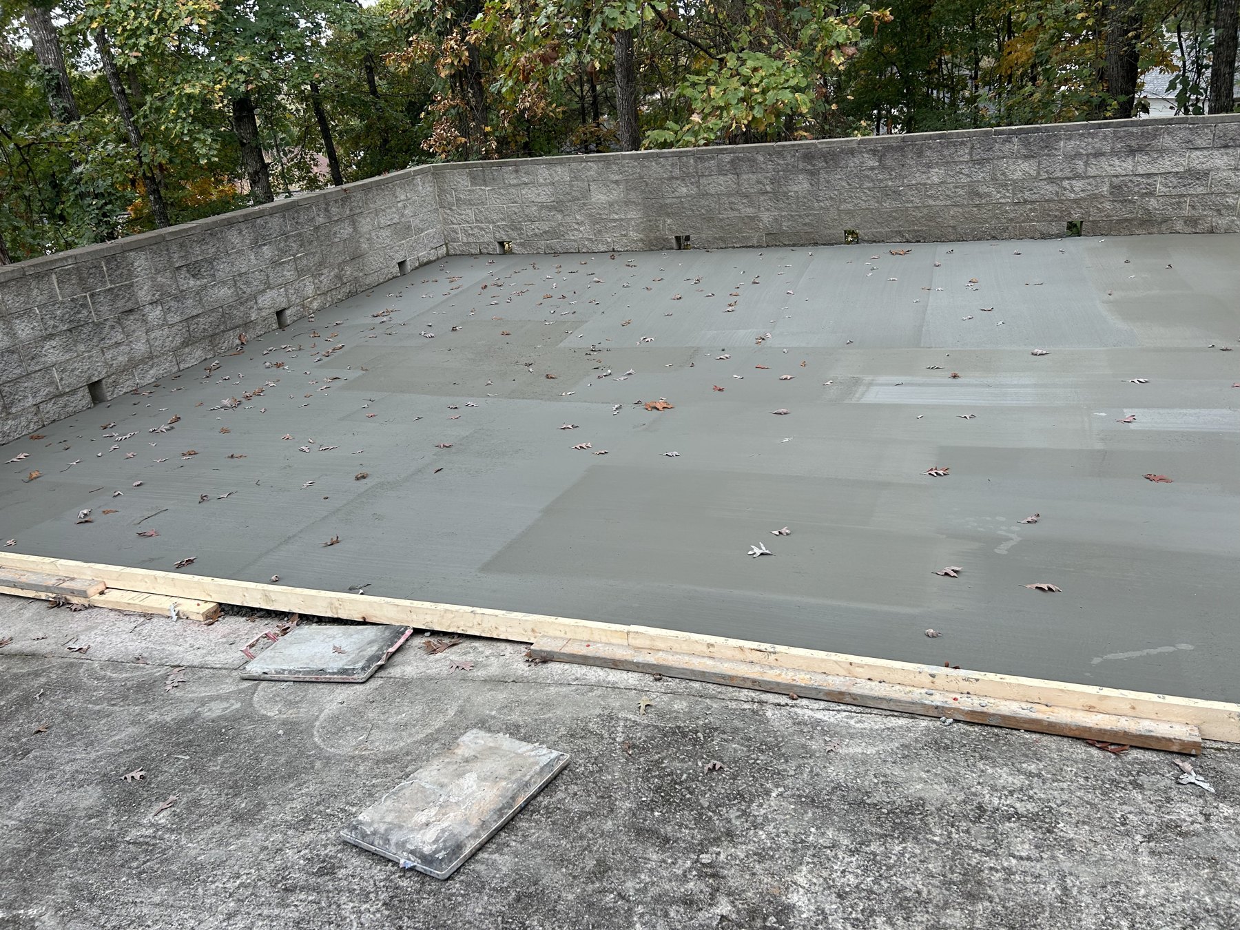 Basement pad replacement after photo 2 showing finished pad replacement concrete work by Colquitt Concrete in Georgia