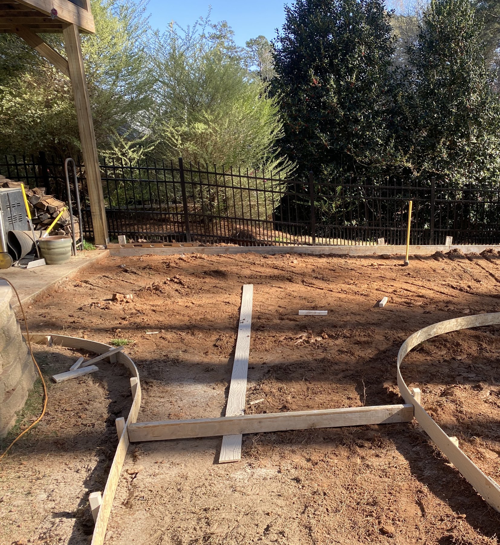 Curved walkway before photo 4 showing walkway concrete preparation by Colquitt Concrete in Georgia