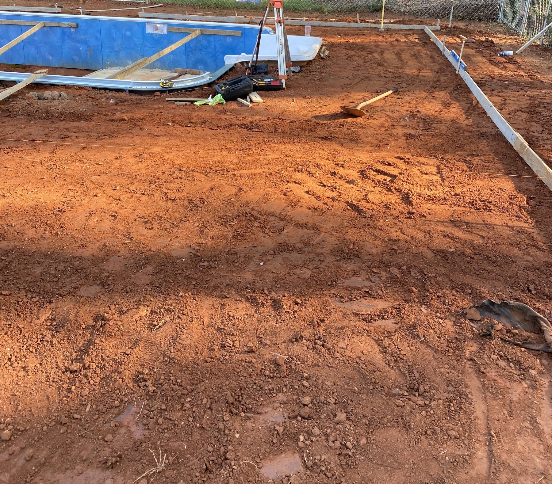 Pool deck extension before photo 2 showing pool deck concrete preparation by Colquitt Concrete in Georgia