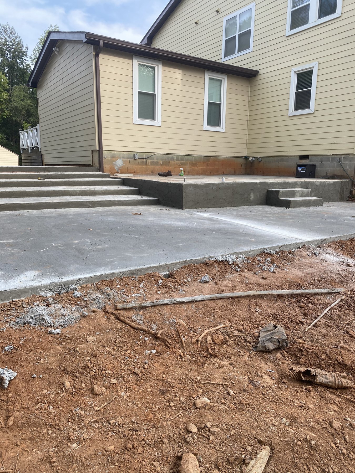 Rear patio and walk after photo 4 showing finished patio and walkway concrete work by Colquitt Concrete in Georgia