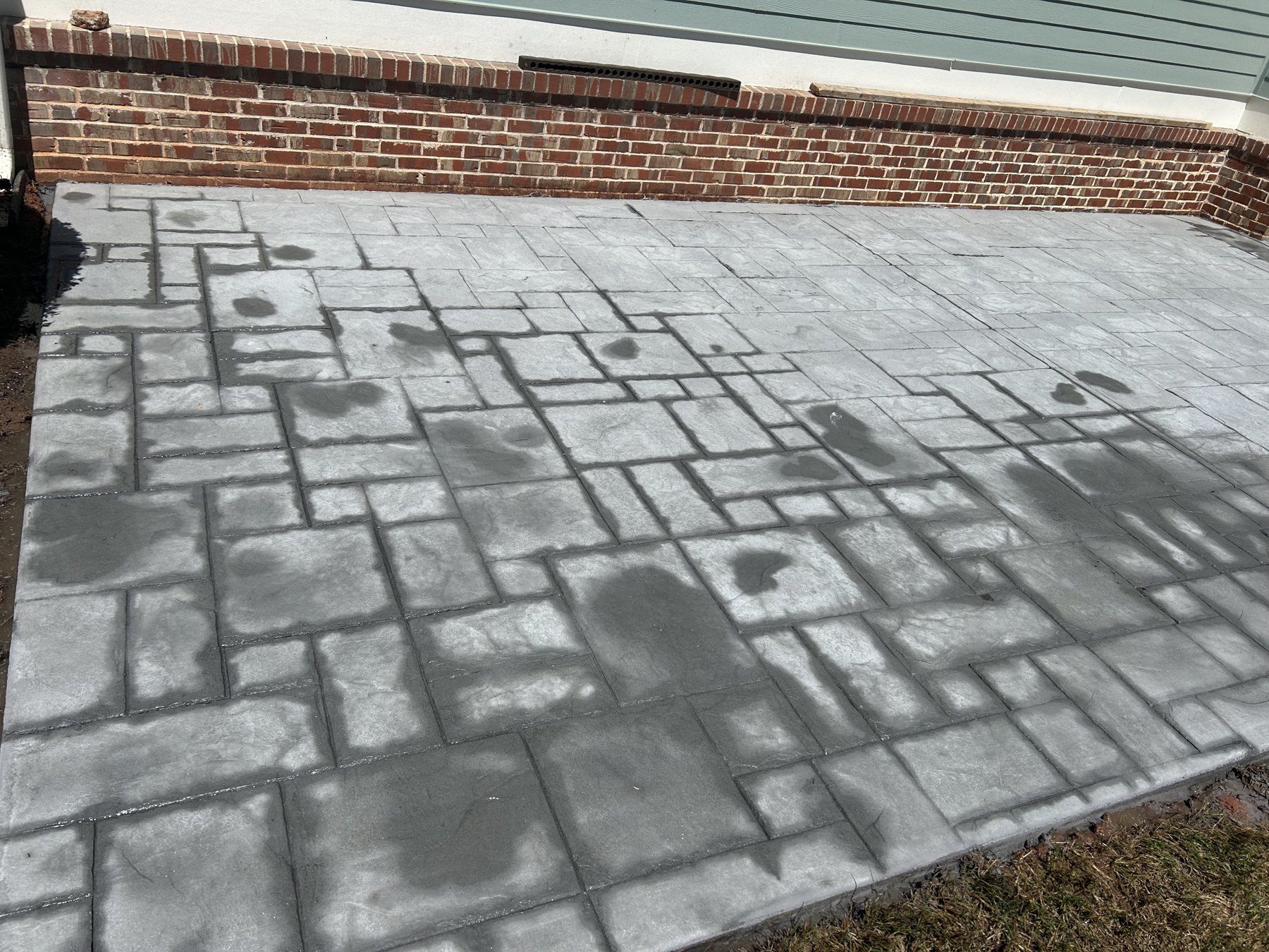 Stamped patio finish after photo 4 showing finished decorative concrete concrete work by Colquitt Concrete in Georgia